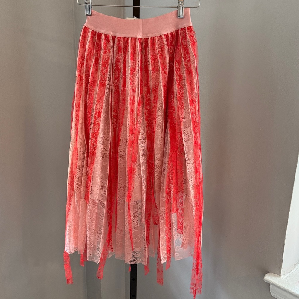 PINKO Nervoso lace skirt tulle boho pink red small - Picture 11 of 12